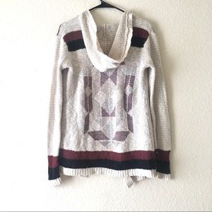 Full Tilt Hooded Crochet Knit Cardigan Sweater